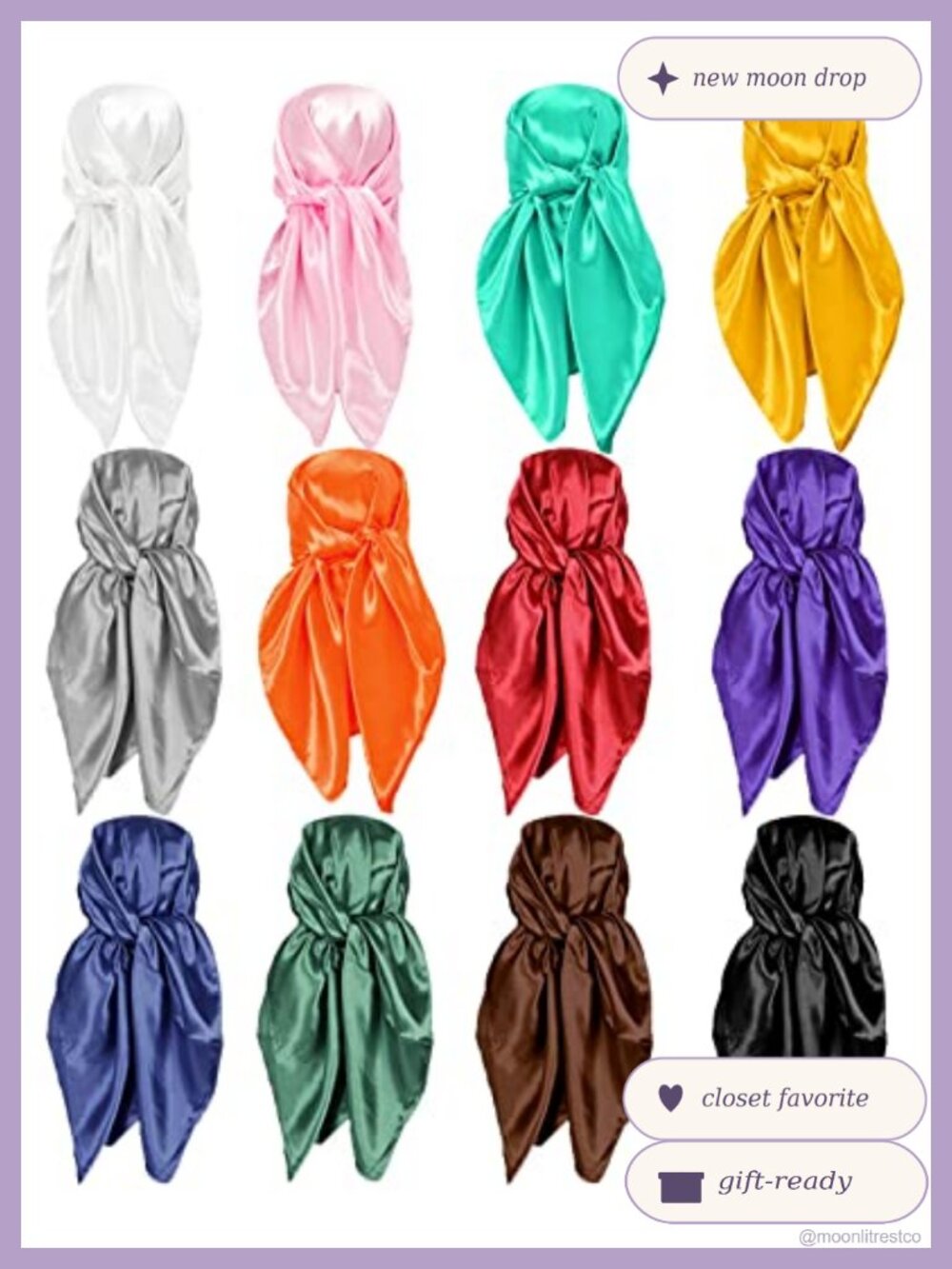 Satin Head Scarf 35x35 inch Large Square Hair Wrapping Scarves for Women